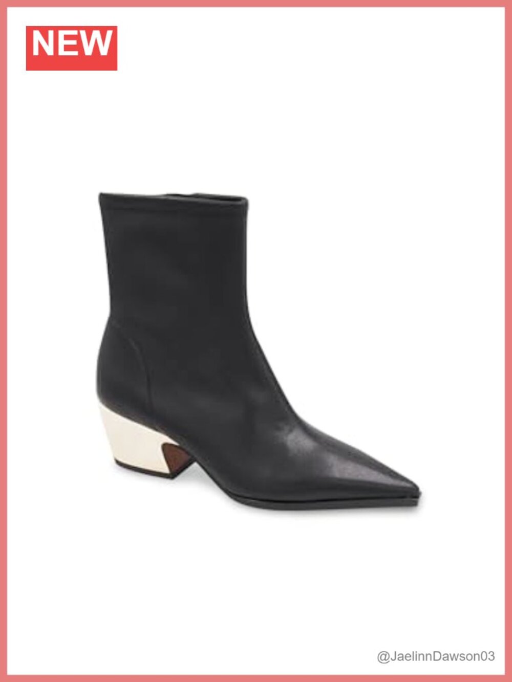 BCBGMAXAZRIA Seriba Ankle Bootie Pointed Toe Stretch Leather Block Heel Zip
